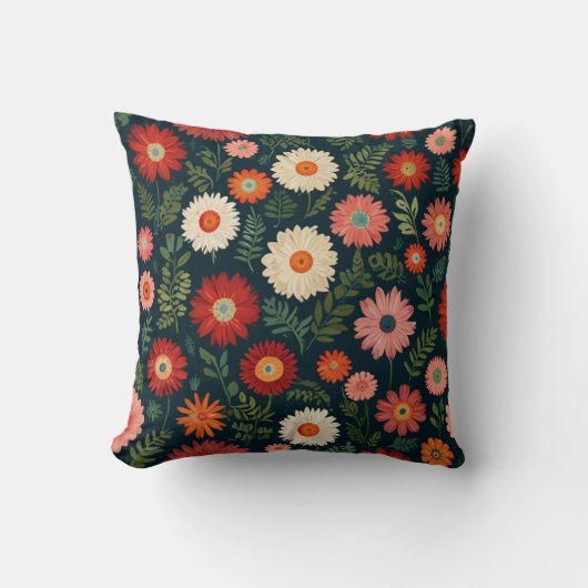 花エレガント模様 クッション (正面)