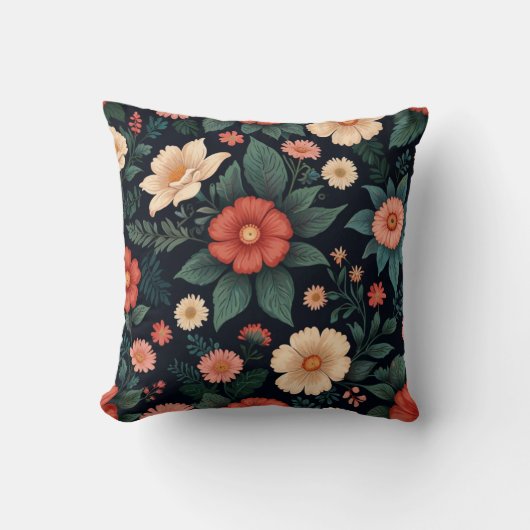 花エレガント模様 クッション (正面)