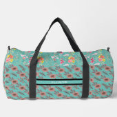 花エレガント水色カスタマイズ ダッフルバッグ (正面)