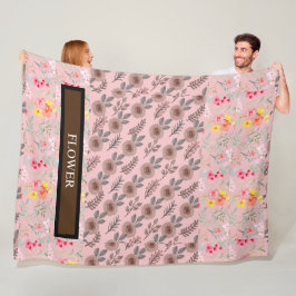 花エレガント水色カスタマイズ フリースブランケット