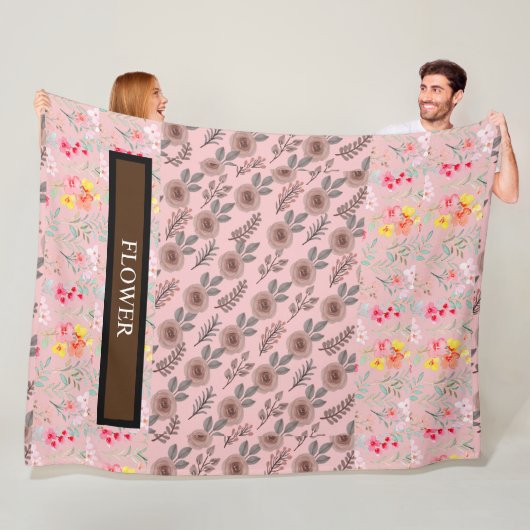 花エレガント水色カスタマイズ フリースブランケット (インサイチュ)