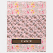 花エレガント水色カスタマイズ フリースブランケット (正面)