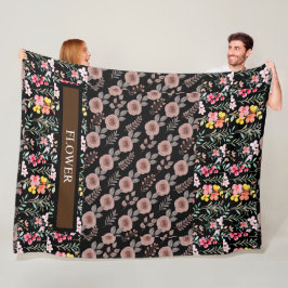 花エレガント水色カスタマイズ フリースブランケット