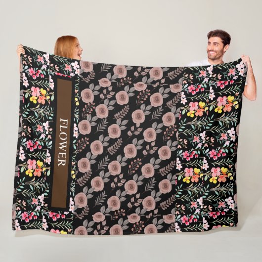 花エレガント水色カスタマイズ フリースブランケット (インサイチュ)