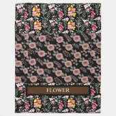 花エレガント水色カスタマイズ フリースブランケット (正面)