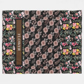 花エレガント水色カスタマイズ フリースブランケット (正面(横))