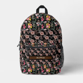 花エレガント水色カスタマイズ プリントバックパック (正面)