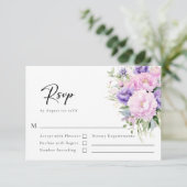 花エレガント牡丹ラベンダーピンク結婚ズ 出欠カード (スタンド正面)