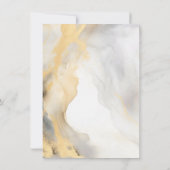 花エレガント牡丹金ゴールドグレイ結婚ブラック セーブザデート (裏面)