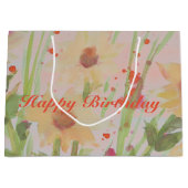 花エレガント状ハッピーバースデー ラージペーパーバッグ (正面)