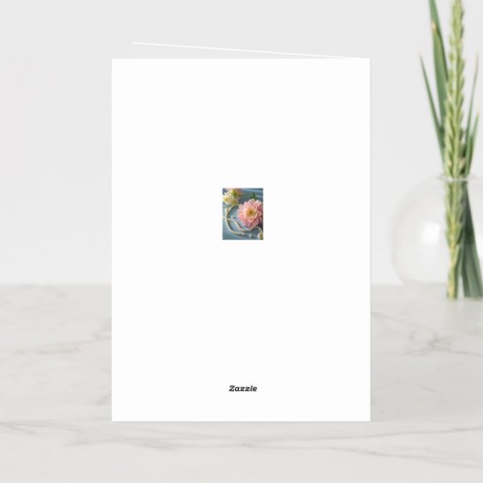 花エレガント真珠 箔グリーティングカード (裏面)