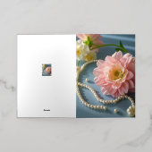 花エレガント真珠 箔グリーティングカード (外側レイダウン)