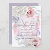 花エレガント素朴ほこりっぽいバラ薄紫の招待 招待状 (正面/裏面)