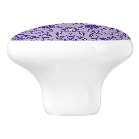 花エレガント紫色のダマスク セラミックノブ (側面)