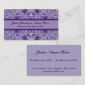 花エレガント紫色のダマスク 名刺 (正面/裏面)