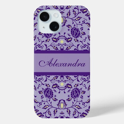 花エレガント紫色のダマスク Case-Mate iPhoneケース (裏面)