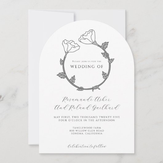 花エレガント結婚の 招待状 (正面)