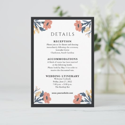 花エレガント結婚式招待状囲いカード エンクロージャーカード (スタンド正面)