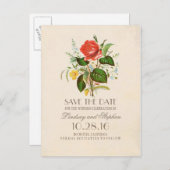 花エレガント絵を描のヴィンテージは日付を保存 案内ポストカード (正面/裏面)