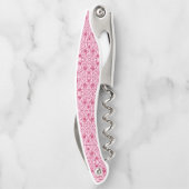 花エレガント色ピンクと赤のダマスク ソムリエナイフ (裏面)