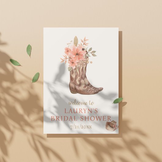 花エレガント花女性のカーボーイブライダルシャワー歓迎 ポスター