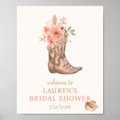 花エレガント花女性のカーボーイブライダルシャワー歓迎 ポスター (正面)