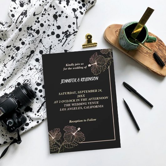 花エレガント花弁結婚式招待状 招待状