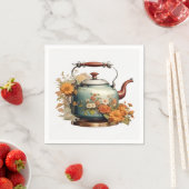 花エレガント茶ポットコーヒーかわいいセッティングテーブル スタンダードカクテルナプキン (インサイチュ)