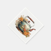 花エレガント茶ポットコーヒーかわいいセッティングテーブル スタンダードカクテルナプキン (角)