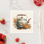 花エレガント茶ポットコーヒーかわいいテーブルセッティング スタンダードカクテルナプキン (インサイチュ)