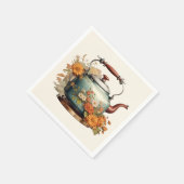 花エレガント茶ポットコーヒーかわいいテーブルセッティング スタンダードカクテルナプキン (角)