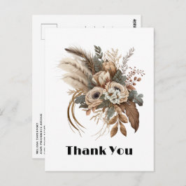 花エレガント葉と羽ありがとう ポストカード