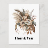 花エレガント葉と羽ありがとう ポストカード (正面)