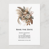 花エレガント葉と羽が残る インビテーションポストカード (正面)