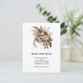 花エレガント葉と羽が残る インビテーションポストカード (スタンド正面)