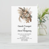 花エレガント葉と羽結婚の 招待状 (スタンド正面)