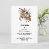 花エレガント葉と羽結婚の 招待状 (スタンド正面)