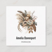 花エレガント葉と羽 スクエア名刺 (正面)