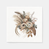 花エレガント葉と羽 スタンダードカクテルナプキン (正面)