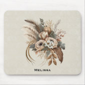花エレガント葉と羽 マウスパッド (正面)