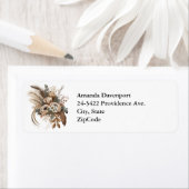 花エレガント葉と羽 ラベル (インサイチュ)