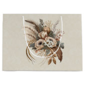 花エレガント葉と羽 ラージペーパーバッグ (正面)