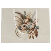 花エレガント葉と羽 ラージペーパーバッグ (裏面)