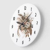 花エレガント葉と羽 ラージ壁時計 (傾斜)