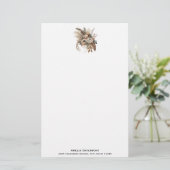 花エレガント葉と羽 便箋 (スタンド正面)