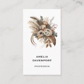 花エレガント葉と羽 名刺 (正面)