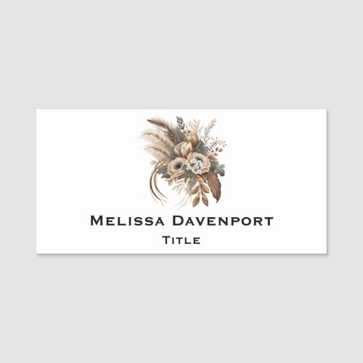 花エレガント葉と羽 名札 (正面)