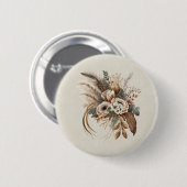 花エレガント葉と羽 缶バッジ (正面&裏面)