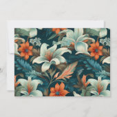 花エレガント葉模様写真誕生日 サンキューカード (裏面)