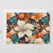 花エレガント葉模様誕生日 サンキューカード (裏面)